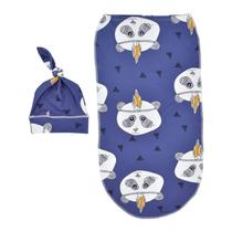 Manto de swaddle bebê e chapéu correspondente conjunto bebê saco de dormir para saco de dormir recém-nascido Musselina Wrap 2Pcs /Set - 1