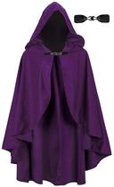 Manto medieval UQJE Halloween Renaissance com capuz roxo Manto medieval UQJE Halloween Renaissance com capuz roxo