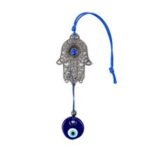 Mão de Deus Hamsa Olho Grego Porta 30Cm Metal Niquel Patuá
