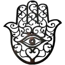 mão de fátima em ferro pintado de betume quadro parede