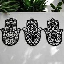 Mão de Hamsa 30x20cm , kit 3 quadros em mdf preto 3mm Mão de Hamsa 30x20cm , kit 3 quadros em mdf preto 3mm