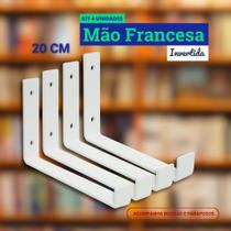 Mão Francesa Invertida Kit 4 Unid de 20 CM - Acompanha Buchas e Parafusos - Branco
