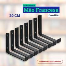Mão Francesa Invertida Kit 8 Unidades de 20 CM - Acompanha Buchas e Parafusos