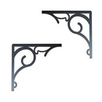 Mão Francesa Prateleira Flores Metal Preto Suporte L direita e esquerda