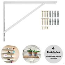 Mão Francesa Suporte Para Prateleira 30 Cm Branca Cx 4 Uni