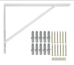 Mão Francesa Suporte Prateleira. BRANCO 20cm + Parafusos + Buchas 12 Pcs