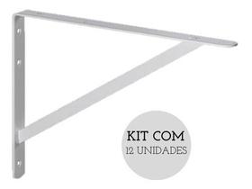 Mão Francesa Suporte Prateleiras 30cm Branco Caixa com 12 Unidades