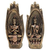 Mão Namastê Par De Budas Hindu Enfeite Decoração de Resina - M3 Decoração