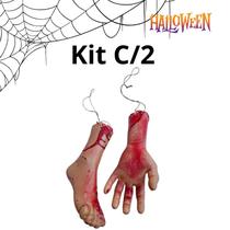 Mão Pé Kit c/2 Sangue Halloween Enfeite Decoração Terror Mão Pé Kit c/2 Sangue Halloween Enfeite Decoração Terror