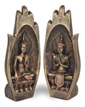 Mão Prece Namastê Casal Buda Meditação Zen Decorativo Resina