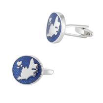 Mapa azul de abotoaduras para homens, abotoaduras de liga leve 19,5 x 17,5 mm Mapa azul de abotoaduras para homens, abotoaduras de liga leve 19,5 x 17,5 mm