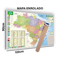 Mapa Brasil Politico Estatístico Rodovia Escolar 120 Cm X 90 Cm Enrolado Em Tubo - SPM