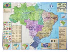 Mapa Brasil Regional Nossa Terra População e PIB Hino Nacional Informação Climáticas 120x90CM - MultiMapas