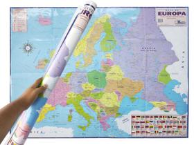Mapa da Europa Político Rodoviário Estático Escolar 120x90CM Grande Revisado e Atualizado