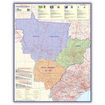 Mapa da Região Centro - Oeste - Dobrado 120 x 90cm - Politico Rodoviário Guia Rotas