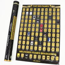 Mapa de Raspar Top 100 Filmes Unlocked Poster de Raspar Raspadinha Cinema Sem Moldura