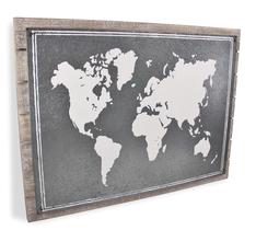 Mapa Decoração de parede Cheung's Metal Wood Plank Brown Mapa Decoração de parede Cheung's Metal Wood Plank Brown