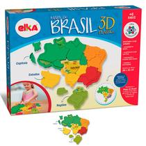Mapa Do Brasil 3d Encaixe Colorido Aprenda E Brinque Elka Brinquedo Menino e Menina Elka