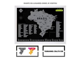 Mapa do Brasil com Moldura 50x70 cm Raspe Lugares Visitados