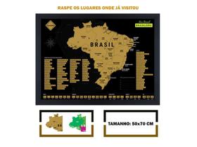 Mapa do Brasil com Moldura 50x70 cm Raspe Lugares Visitados - Forasteiros