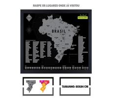 Mapa do brasil com moldura 60x84 cm de raspar lugares