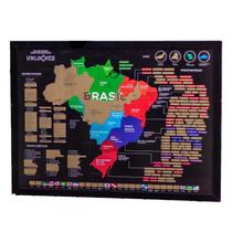 Mapa do Brasil de Raspar Com Moldura 82x60cm