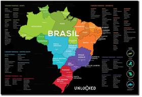 Mapa do Brasil de Raspar Pequeno Unlocked Com Moldura 66x46 CM