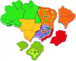 Mapa do Brasil em 3D Colorido - 38 X 38 cm - Elka