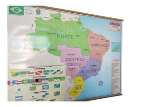 Mapa do Brasil em Braille Rodoviário e Estatístico Edição Atualizada Marcação Divisão Entre Estados 120x90CM - MultiMapas