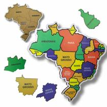 Mapa do Brasil Estados e regiões em Madeira MDF Escolar