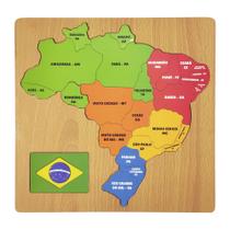 Mapa Do Brasil Geográfico Em Madeira Quebra Cabeça 30 Peças