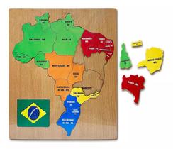 Mapa Do Brasil Madeira Grande Estados E Regiões - Dm Toys