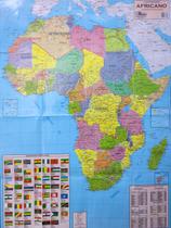 Mapa do Continente Africano Politico Rodoviário Turístico e Estatístico Com Índice de Localização 120x90CM - MultiMapas