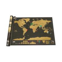 Mapa Do Mundo Deluxe X-Large Preto E Dourado Para Raspar