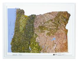 Mapa em Relevo 3D de Oregon Hubbard Scientific 56x43 cm Mapa em Relevo 3D de Oregon Hubbard Scientific 56x43 cm
