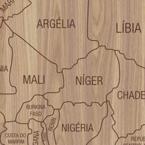 Mapa-múndi de madeira MDF - Mapa de viagens - Padrão Preto escovado