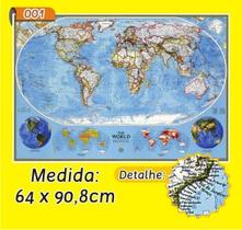 Mapa Mundi em Painel de Lona - Modelo 1