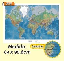 Mapa Mundi em Painel de Lona - Modelo 7