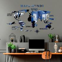 Mapa Mundi Espelhado Azul - Inove Papéis de Parede