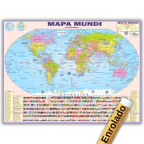 Mapa Mundi Planisfério Político Gigante - 0,90 X 1,20m - Enrolado