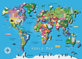 Mapa Mundial de Ravensburger 60 Peças Quebra-Cabeça para Crianças Cada Peça é Única, Peças Se encaixam perfeitamente