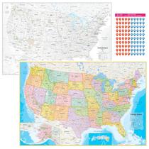 Mapa NOWMAP dos EUA à prova dágua e resistente a rasgos 61 x 91 cm