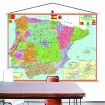 Mapa Portugal Espanha Península Ibérica Banner Laminado