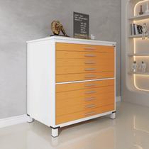 Mapoteca 10 Gavetas 120,4cm x 122,3cm Aço Branco/Laranja Picasso