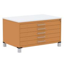 Mapoteca 5 Gavetas Pandin 120 cm (Larg) Inmetro Tampo MDP Branco Estrutura e Gavetas em Aço Laranja Mapoteca 5 Gavetas Pandin 120 cm (Larg) Inmetro Tampo MDP Branco Estrutura e Gavetas em Aço Laranja