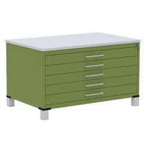 Mapoteca 5 Gavetas Pandin 120 cm (Larg) Inmetro Tampo MDP Cinza Estrutura e Gavetas em Aço Verde Mapoteca 5 Gavetas Pandin 120 cm (Larg) Inmetro Tampo MDP Cinza Estrutura e Gavetas em Aço Verde