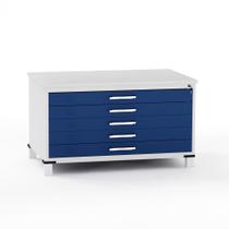 Mapoteca em Aco 05 Gavetas Pandin Cinza e Azul Del Rey