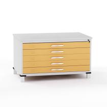 Mapoteca em Aco 05 Gavetas Pandin Cinza e Laranja Picasso