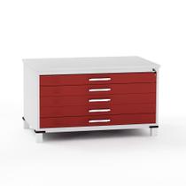 Mapoteca em Aco 05 Gavetas Pandin Cinza e Vermelho Mapoteca em Aco 05 Gavetas Pandin Cinza e Vermelho