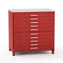 Mapoteca em Aco 10 Gavetas Pandin Vermelho Mapoteca em Aco 10 Gavetas Pandin Vermelho